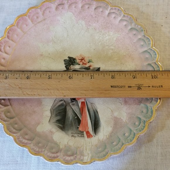 Antique 1907 Philip Boileau Lady Demure Collector Plate --Sterling China 8 3/8" - Picture 9 of 9